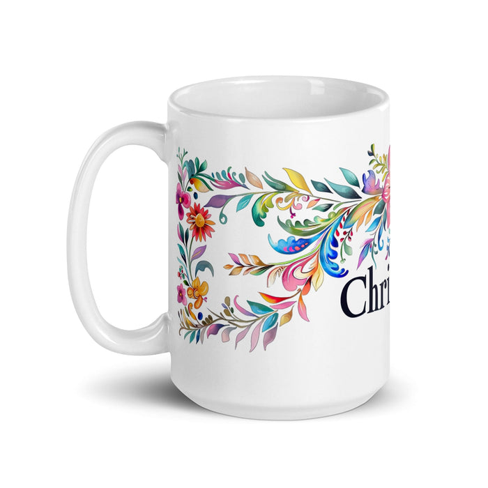 Christian Exclusive Name Art Piece Home Office Work Coffee Mug Mexican Spanish Pride Gift Cup One-Of-A-Kind Calligraphy White Glossy Mug | C12 Mexicada