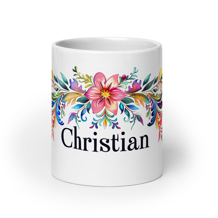 Christian Exclusive Name Art Piece Home Office Work Coffee Mug Mexican Spanish Pride Gift Cup One-Of-A-Kind Calligraphy White Glossy Mug | C12 Mexicada