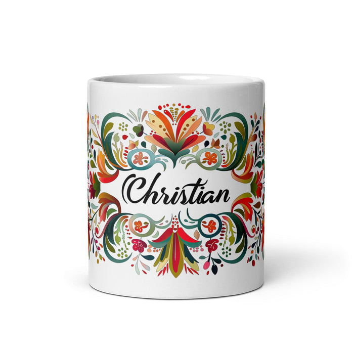 Christian Exclusive Name Art Piece Home Office Work Coffee Mug Mexican Spanish Pride Gift Cup One-Of-A-Kind Calligraphy White Glossy Mug | C13 Mexicada