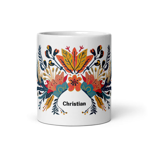 Christian Exclusive Name Art Piece Home Office Work Coffee Mug Mexican Spanish Pride Gift Cup One-Of-A-Kind Calligraphy White Glossy Mug | C14 Mexicada