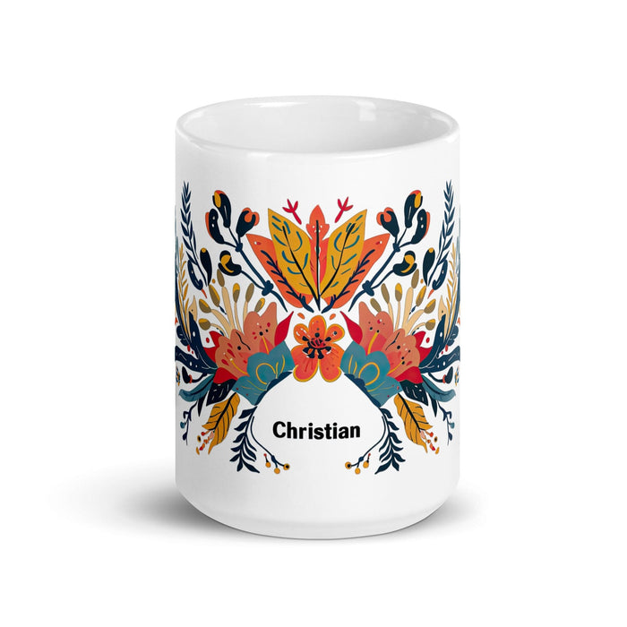 Christian Exclusive Name Art Piece Home Office Work Coffee Mug Mexican Spanish Pride Gift Cup One-Of-A-Kind Calligraphy White Glossy Mug | C14 Mexicada