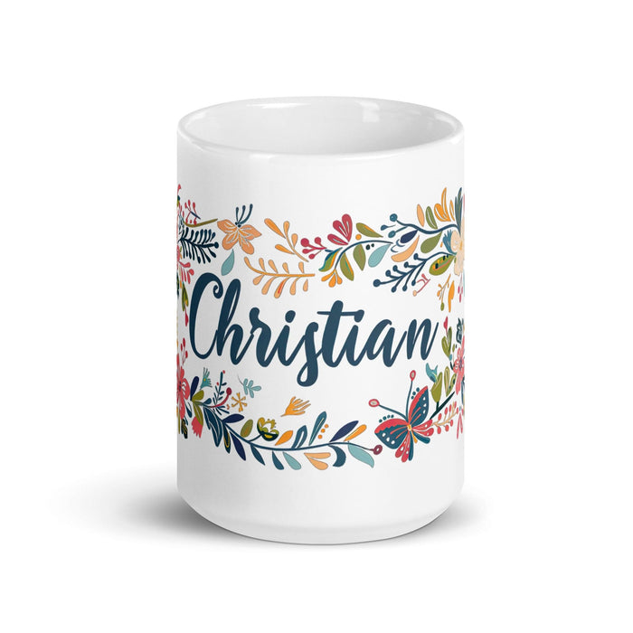 Christian Exclusive Name Art Piece Home Office Work Coffee Mug Mexican Spanish Pride Gift Cup One-Of-A-Kind Calligraphy White Glossy Mug | C15 Mexicada