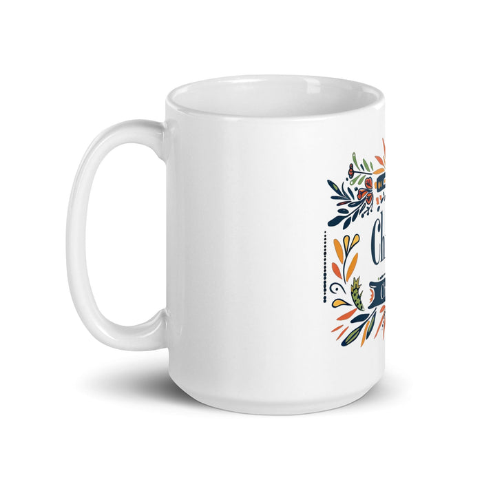 Christian Exclusive Name Art Piece Home Office Work Coffee Mug Mexican Spanish Pride Gift Cup One-Of-A-Kind Calligraphy White Glossy Mug | C2 Mexicada