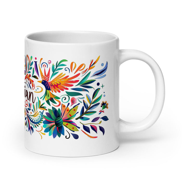 Christian Exclusive Name Art Piece Home Office Work Coffee Mug Mexican Spanish Pride Gift Cup One-Of-A-Kind Calligraphy White Glossy Mug | C3 Mexicada 20 oz