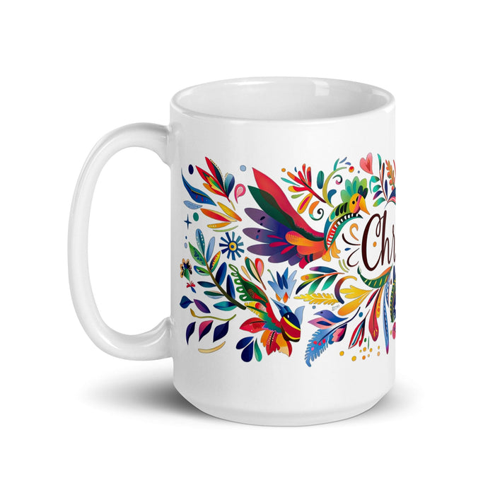 Christian Exclusive Name Art Piece Home Office Work Coffee Mug Mexican Spanish Pride Gift Cup One-Of-A-Kind Calligraphy White Glossy Mug | C3 Mexicada