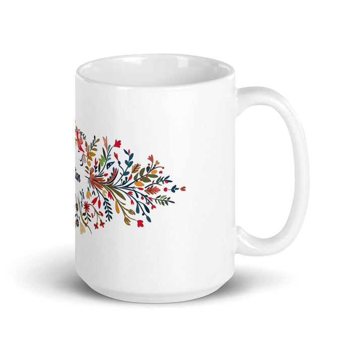 Christian Exclusive Name Art Piece Home Office Work Coffee Mug Mexican Spanish Pride Gift Cup One-Of-A-Kind Calligraphy White Glossy Mug | C4 Mexicada 15 oz