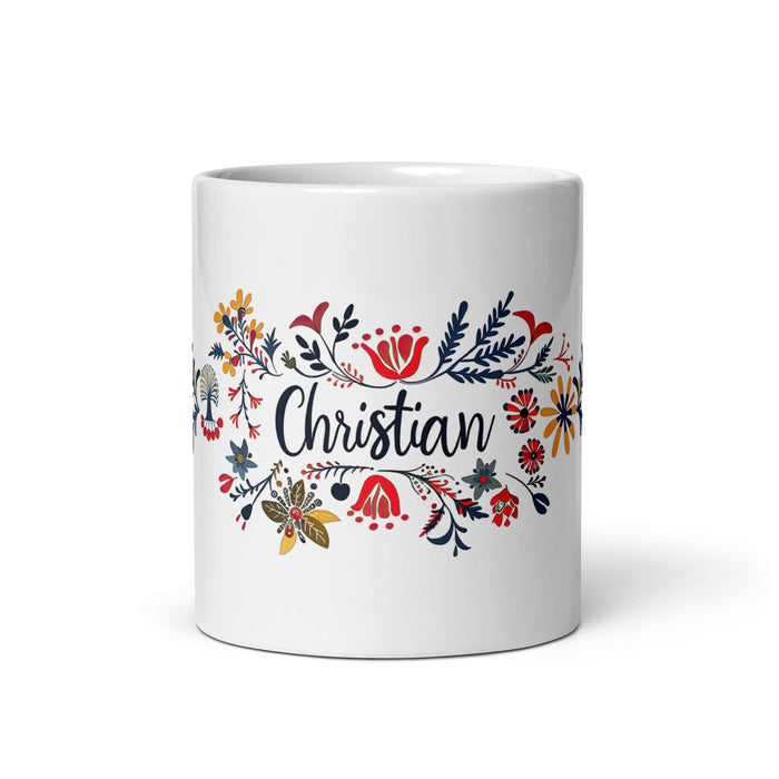 Christian Exclusive Name Art Piece Home Office Work Coffee Mug Mexican Spanish Pride Gift Cup One-Of-A-Kind Calligraphy White Glossy Mug | C6 Mexicada