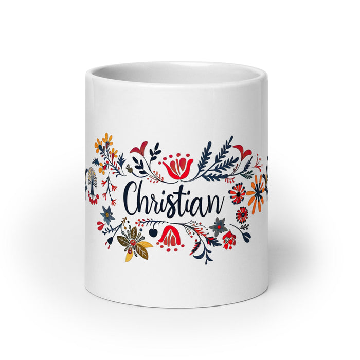 Christian Exclusive Name Art Piece Home Office Work Coffee Mug Mexican Spanish Pride Gift Cup One-Of-A-Kind Calligraphy White Glossy Mug | C6 Mexicada