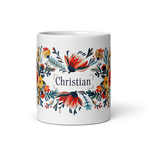 Christian Exclusive Name Art Piece Home Office Work Coffee Mug Mexican Spanish Pride Gift Cup One-Of-A-Kind Calligraphy White Glossy Mug | C8 Mexicada