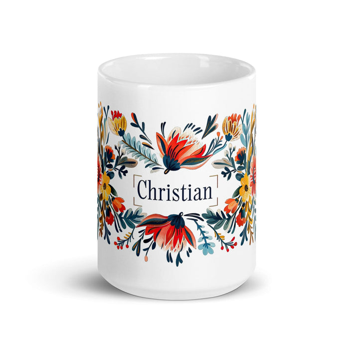 Christian Exclusive Name Art Piece Home Office Work Coffee Mug Mexican Spanish Pride Gift Cup One-Of-A-Kind Calligraphy White Glossy Mug | C8 Mexicada