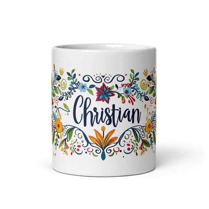 Christian Exclusive Name Art Piece Home Office Work Coffee Mug Mexican Spanish Pride Gift Cup One-Of-A-Kind Calligraphy White Glossy Mug | C9 Mexicada