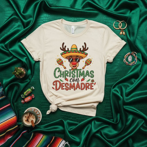 Christmas con Desmadre Shirt Funny Reindeer Sombrero Maracas Mexican Christmas Party T-Shirt Xmas Gift for Men Women Unisex Tee Holiday Fiesta Clothing Mexicada