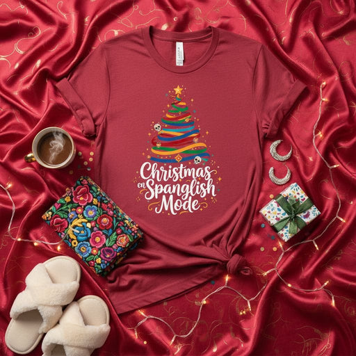 Christmas in Spanglish Mode T-Shirt, Fiesta Mexican Tree, Navidad Christmas Tee, Cute Spanish English Holiday Gift, Unisex Spanglish Shirt, Xmas Party Top Mexicada