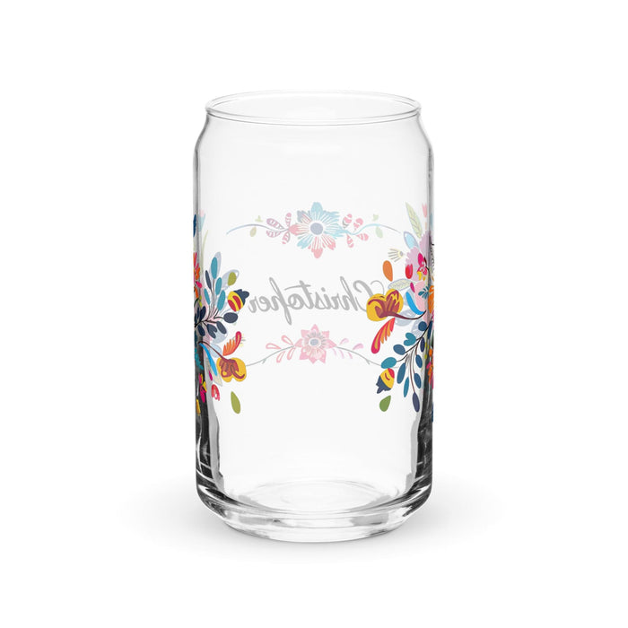 Christopher Exclusive Name Art Piece Can-Shaped Glass Home Office Work Mexican Spanish Pride Gift Cup One-Of-A-Kind Calligraphy Glass | C1 Mexicada