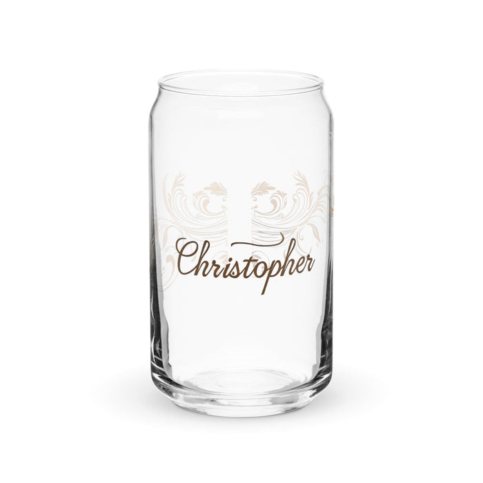 Christopher Exclusive Name Art Piece Can-Shaped Glass Home Office Work Mexican Spanish Pride Gift Cup One-Of-A-Kind Calligraphy Glass | C12 Mexicada 16 oz