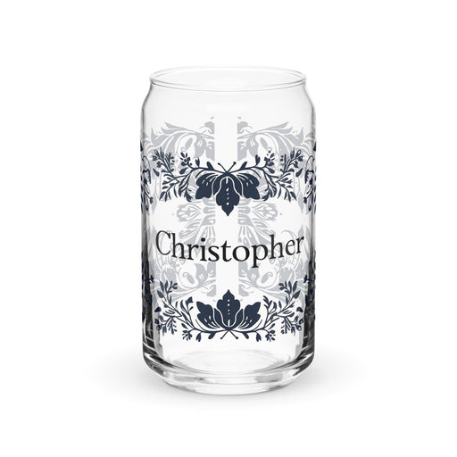 Christopher Exclusive Name Art Piece Can-Shaped Glass Home Office Work Mexican Spanish Pride Gift Cup One-Of-A-Kind Calligraphy Glass | C14 Mexicada 16 oz (No Lid No Straw)