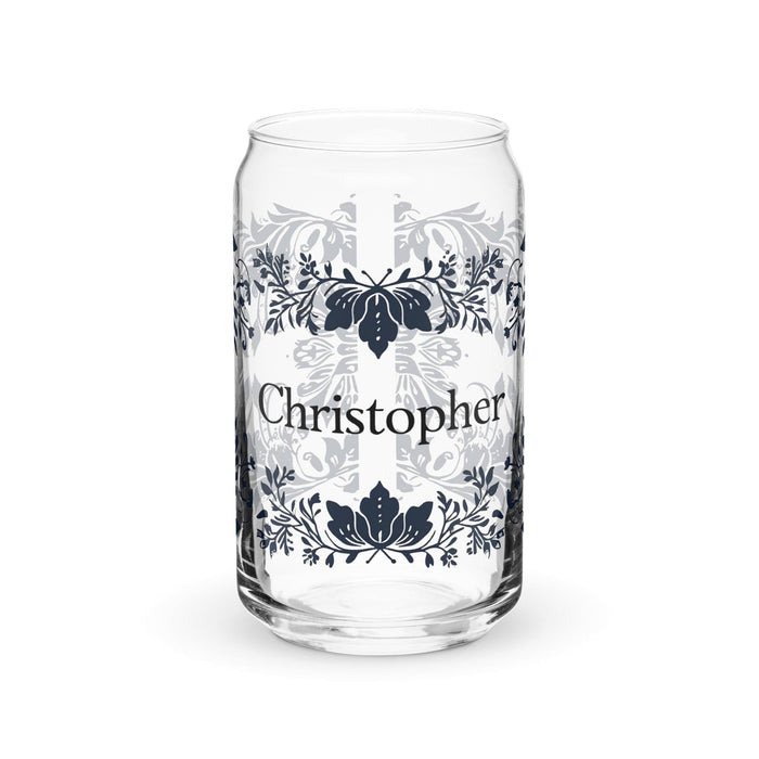 Christopher Exclusive Name Art Piece Can-Shaped Glass Home Office Work Mexican Spanish Pride Gift Cup One-Of-A-Kind Calligraphy Glass | C14 Mexicada 16 oz (No Lid No Straw)