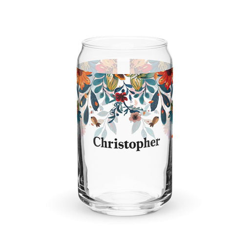 Christopher Exclusive Name Art Piece Can-Shaped Glass Home Office Work Mexican Spanish Pride Gift Cup One-Of-A-Kind Calligraphy Glass | C16 Mexicada 16 oz