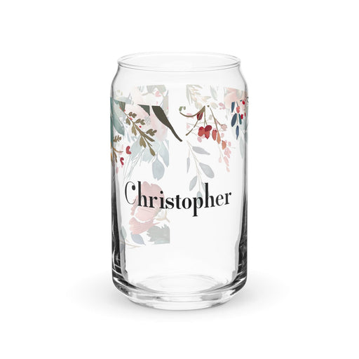 Christopher Exclusive Name Art Piece Can-Shaped Glass Home Office Work Mexican Spanish Pride Gift Cup One-Of-A-Kind Calligraphy Glass | C17 Mexicada 16 oz