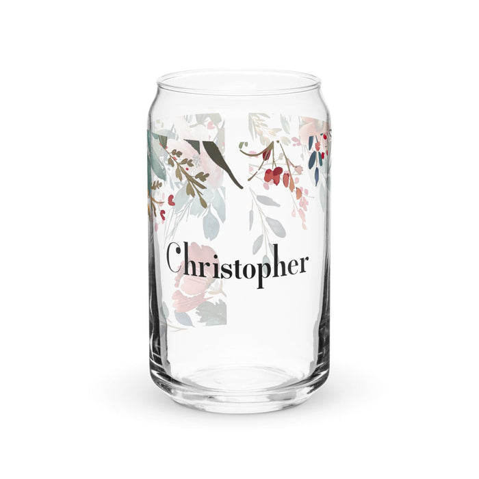 Christopher Exclusive Name Art Piece Can-Shaped Glass Home Office Work Mexican Spanish Pride Gift Cup One-Of-A-Kind Calligraphy Glass | C17 Mexicada 16 oz