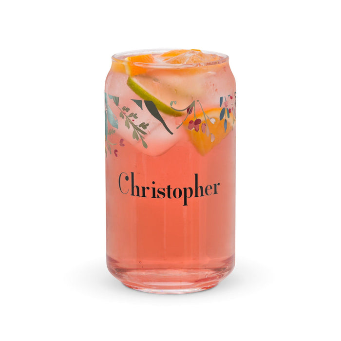 Christopher Exclusive Name Art Piece Can-Shaped Glass Home Office Work Mexican Spanish Pride Gift Cup One-Of-A-Kind Calligraphy Glass | C17 Mexicada