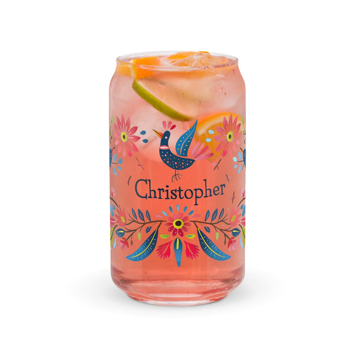 Christopher Exclusive Name Art Piece Can-Shaped Glass Home Office Work Mexican Spanish Pride Gift Cup One-Of-A-Kind Calligraphy Glass | C21 Mexicada