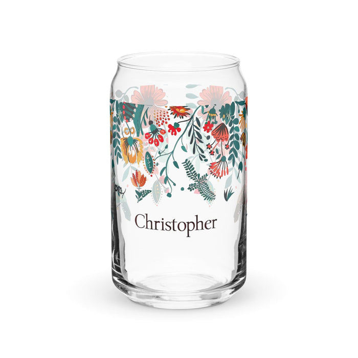 Christopher Exclusive Name Art Piece Can-Shaped Glass Home Office Work Mexican Spanish Pride Gift Cup One-Of-A-Kind Calligraphy Glass | C23 Mexicada 16 oz