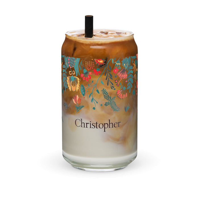 Christopher Exclusive Name Art Piece Can-Shaped Glass Home Office Work Mexican Spanish Pride Gift Cup One-Of-A-Kind Calligraphy Glass | C23 Mexicada