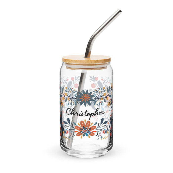 Christopher Exclusive Name Art Piece Can-Shaped Glass Home Office Work Mexican Spanish Pride Gift Cup One-Of-A-Kind Calligraphy Glass | C9 Mexicada 16 oz With Lid & Straw