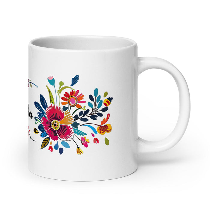 Christopher Exclusive Name Art Piece Home Office Work Coffee Mug Mexican Spanish Pride Gift Cup One-Of-A-Kind Calligraphy White Glossy Mug | C1 Mexicada 20 oz