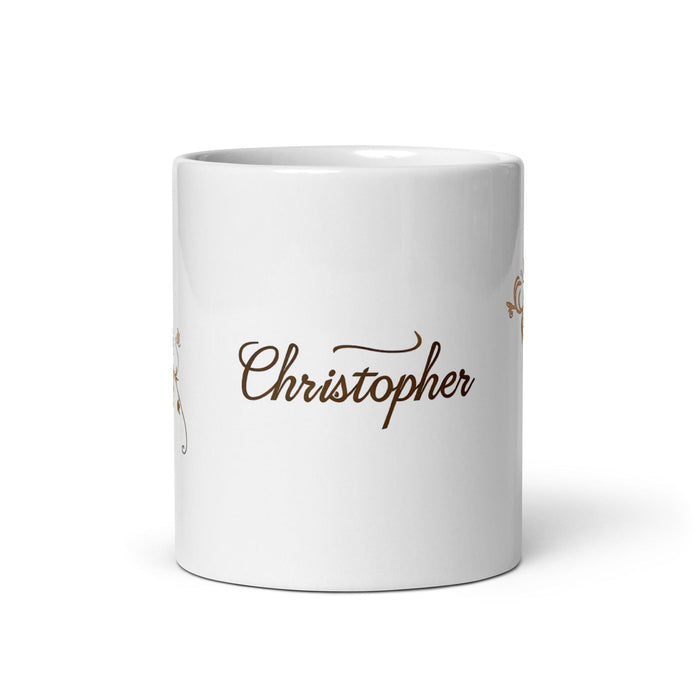 Christopher Exclusive Name Art Piece Home Office Work Coffee Mug Mexican Spanish Pride Gift Cup One-Of-A-Kind Calligraphy White Glossy Mug | C12 Mexicada