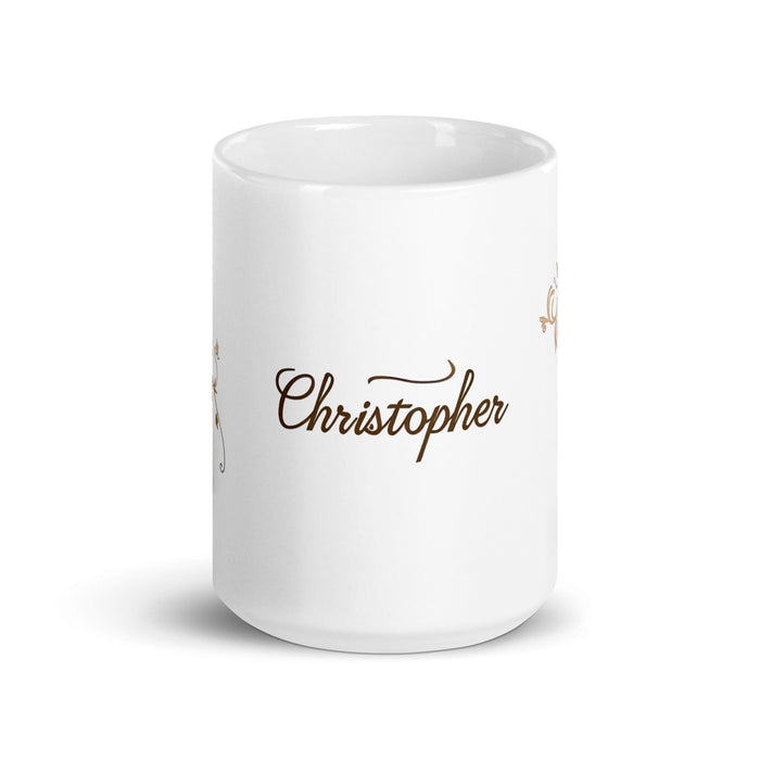 Christopher Exclusive Name Art Piece Home Office Work Coffee Mug Mexican Spanish Pride Gift Cup One-Of-A-Kind Calligraphy White Glossy Mug | C12 Mexicada