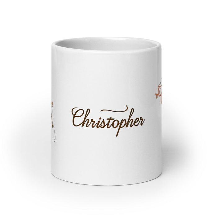 Christopher Exclusive Name Art Piece Home Office Work Coffee Mug Mexican Spanish Pride Gift Cup One-Of-A-Kind Calligraphy White Glossy Mug | C12 Mexicada