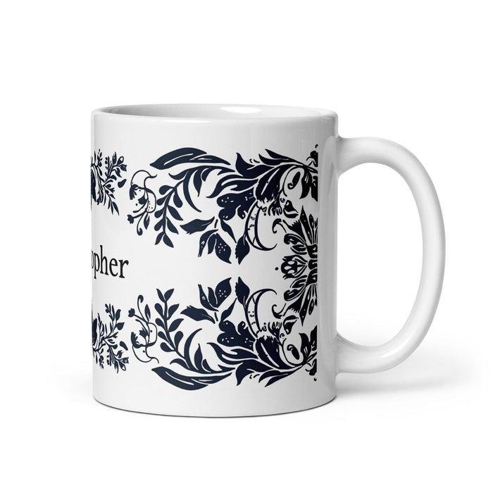 Christopher Exclusive Name Art Piece Home Office Work Coffee Mug Mexican Spanish Pride Gift Cup One-Of-A-Kind Calligraphy White Glossy Mug | C14 Mexicada 11 oz