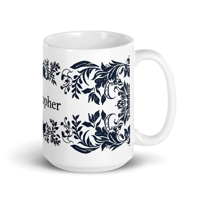 Christopher Exclusive Name Art Piece Home Office Work Coffee Mug Mexican Spanish Pride Gift Cup One-Of-A-Kind Calligraphy White Glossy Mug | C14 Mexicada 15 oz