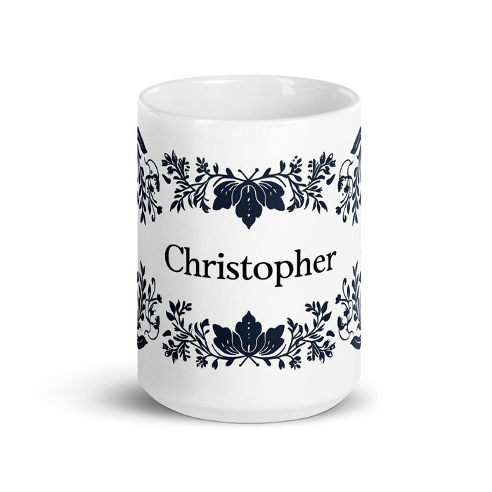 Christopher Exclusive Name Art Piece Home Office Work Coffee Mug Mexican Spanish Pride Gift Cup One-Of-A-Kind Calligraphy White Glossy Mug | C14 Mexicada