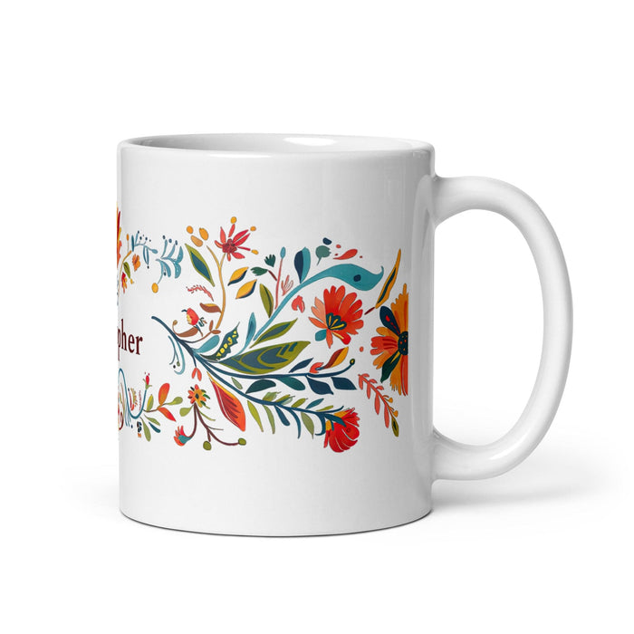 Christopher Exclusive Name Art Piece Home Office Work Coffee Mug Mexican Spanish Pride Gift Cup One-Of-A-Kind Calligraphy White Glossy Mug | C15 Mexicada 11 oz