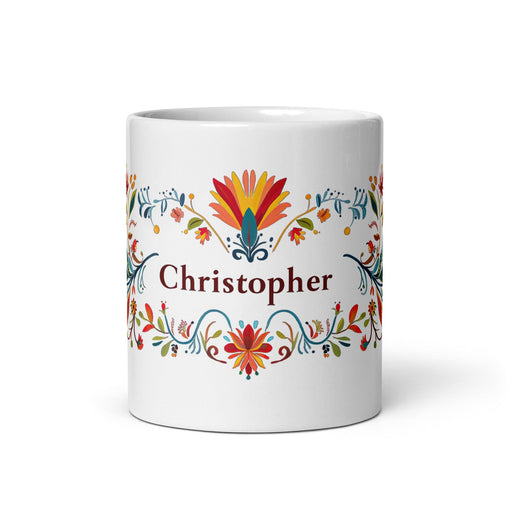 Christopher Exclusive Name Art Piece Home Office Work Coffee Mug Mexican Spanish Pride Gift Cup One-Of-A-Kind Calligraphy White Glossy Mug | C15 Mexicada