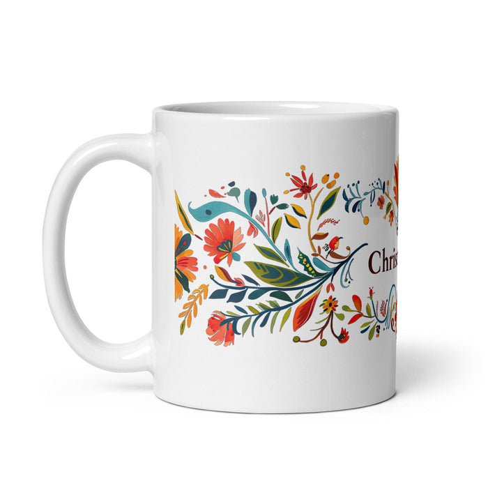 Christopher Exclusive Name Art Piece Home Office Work Coffee Mug Mexican Spanish Pride Gift Cup One-Of-A-Kind Calligraphy White Glossy Mug | C15 Mexicada