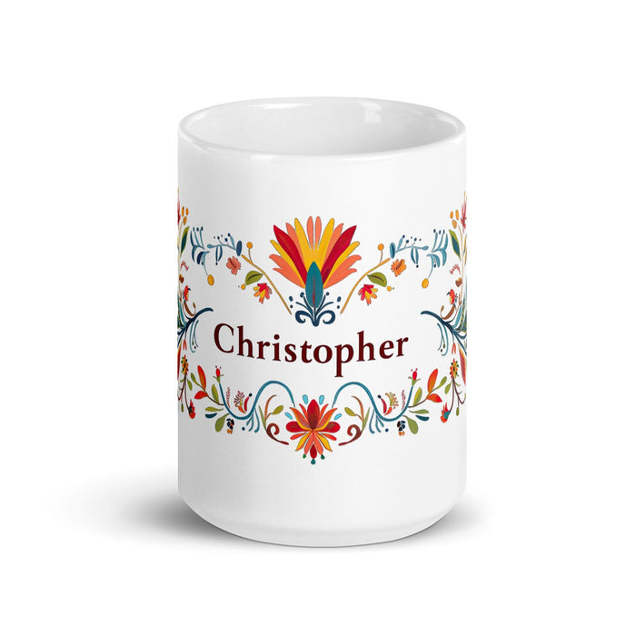 Christopher Exclusive Name Art Piece Home Office Work Coffee Mug Mexican Spanish Pride Gift Cup One-Of-A-Kind Calligraphy White Glossy Mug | C15 Mexicada