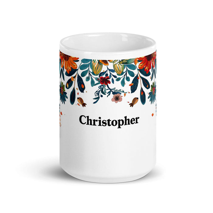 Christopher Exclusive Name Art Piece Home Office Work Coffee Mug Mexican Spanish Pride Gift Cup One-Of-A-Kind Calligraphy White Glossy Mug | C16 Mexicada