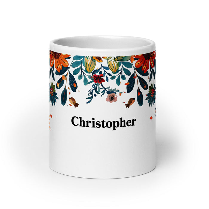 Christopher Exclusive Name Art Piece Home Office Work Coffee Mug Mexican Spanish Pride Gift Cup One-Of-A-Kind Calligraphy White Glossy Mug | C16 Mexicada