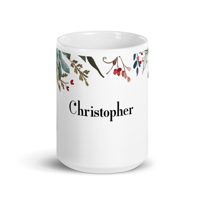 Christopher Exclusive Name Art Piece Home Office Work Coffee Mug Mexican Spanish Pride Gift Cup One-Of-A-Kind Calligraphy White Glossy Mug | C17 Mexicada