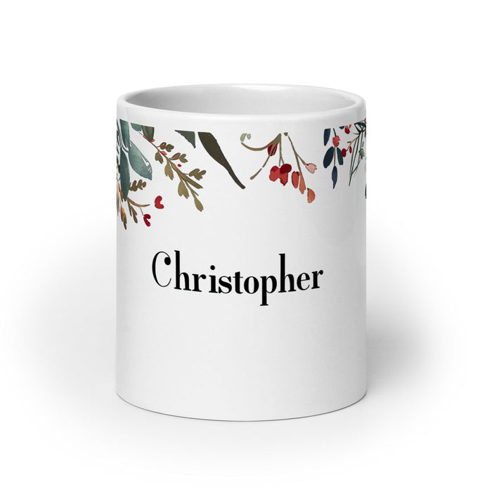 Christopher Exclusive Name Art Piece Home Office Work Coffee Mug Mexican Spanish Pride Gift Cup One-Of-A-Kind Calligraphy White Glossy Mug | C17 Mexicada