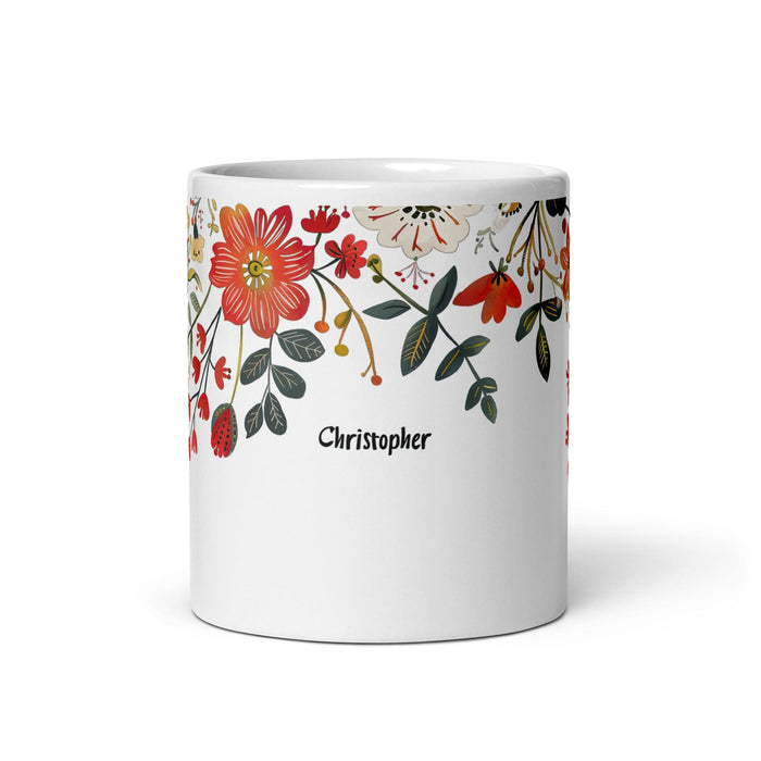 Christopher Exclusive Name Art Piece Home Office Work Coffee Mug Mexican Spanish Pride Gift Cup One-Of-A-Kind Calligraphy White Glossy Mug | C18 Mexicada