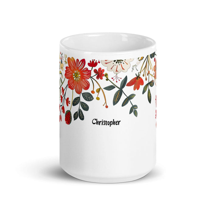 Christopher Exclusive Name Art Piece Home Office Work Coffee Mug Mexican Spanish Pride Gift Cup One-Of-A-Kind Calligraphy White Glossy Mug | C18 Mexicada