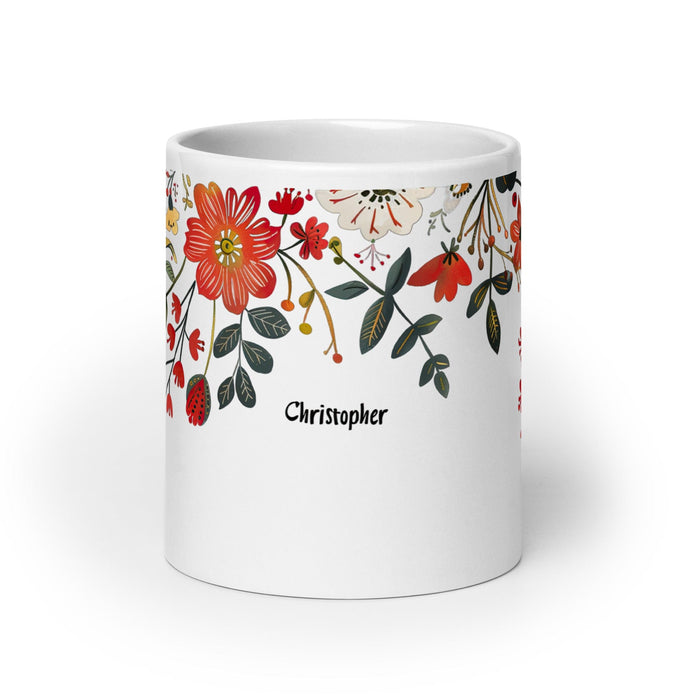 Christopher Exclusive Name Art Piece Home Office Work Coffee Mug Mexican Spanish Pride Gift Cup One-Of-A-Kind Calligraphy White Glossy Mug | C18 Mexicada