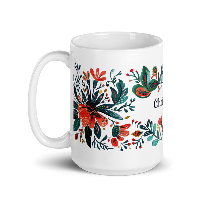 Christopher Exclusive Name Art Piece Home Office Work Coffee Mug Mexican Spanish Pride Gift Cup One-Of-A-Kind Calligraphy White Glossy Mug | C19 Mexicada