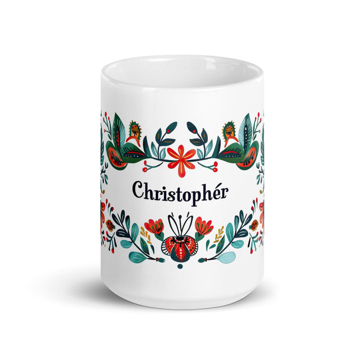 Christopher Exclusive Name Art Piece Home Office Work Coffee Mug Mexican Spanish Pride Gift Cup One-Of-A-Kind Calligraphy White Glossy Mug | C19 Mexicada