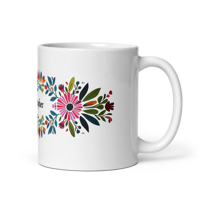 Christopher Exclusive Name Art Piece Home Office Work Coffee Mug Mexican Spanish Pride Gift Cup One-Of-A-Kind Calligraphy White Glossy Mug | C20 Mexicada 11 oz